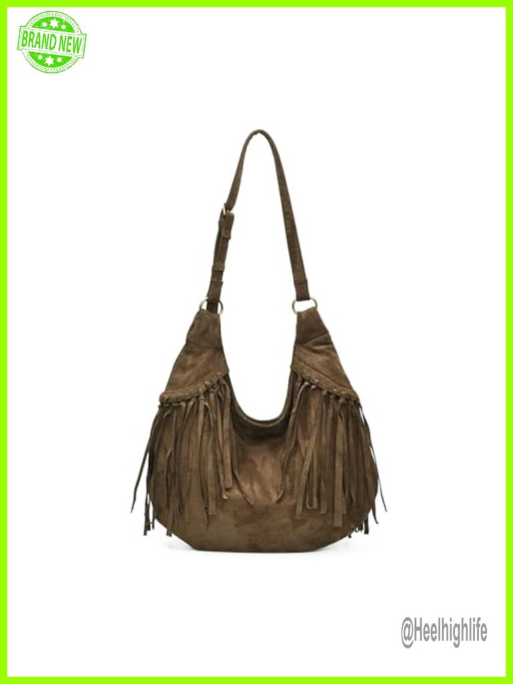 Suede Shoulder Bag Faux Suede Crescent Fringe Tote Crossbody Purse